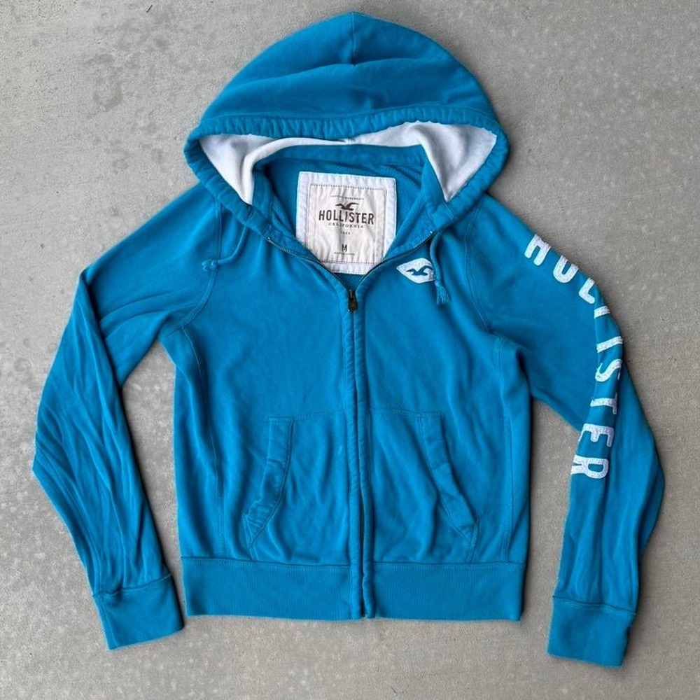 Hollister blue zip up hoodie  Size Medium